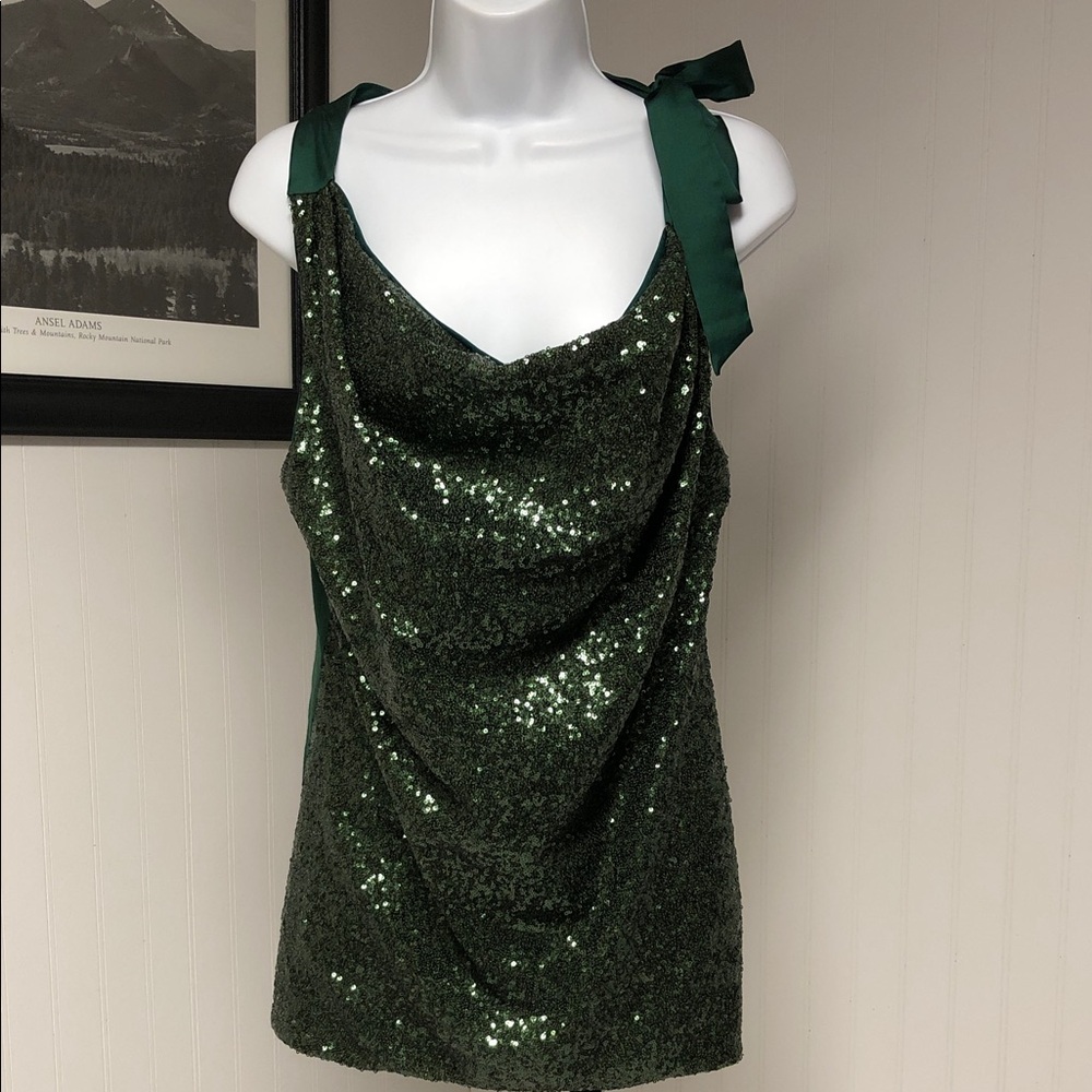 Jennifer Lopez Emerald Sequin Tank Top Size M